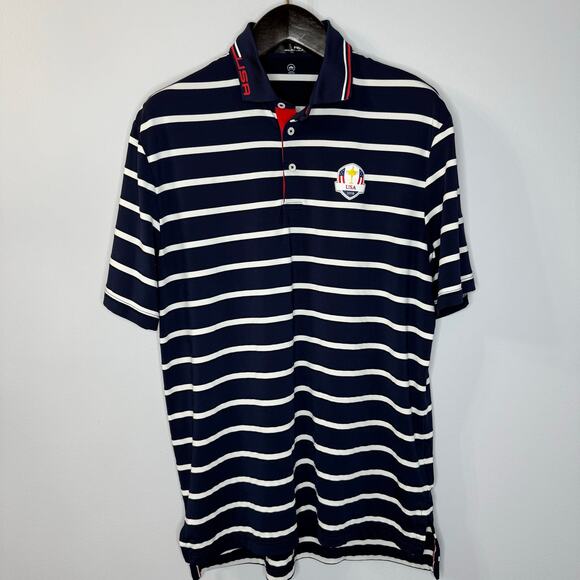 Ralph Lauren RLX Men's USA 2018 Ryder Cup Striped Wicking Golf Polo Shirt M - Picture 11 of 11